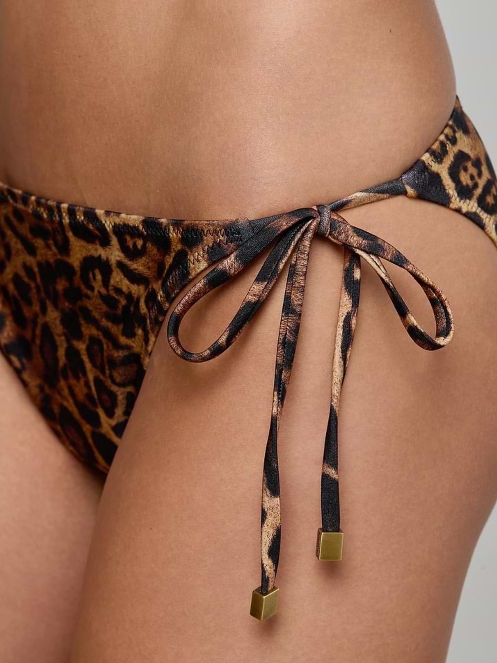 L’Agence Britt Tie-Side Bikini Bottom Size S Brown Leopard Print NWOT - Picture 3 of 9